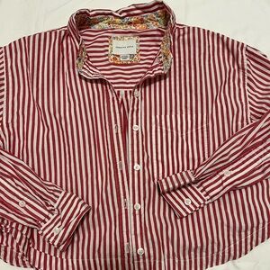 American Eagle Red and White Striped Shirt
